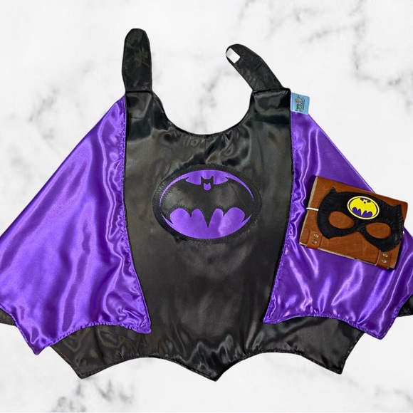 Batman Purple and Black Superhero Cape and Mask For Age 2-4 - Picture 3 of 3